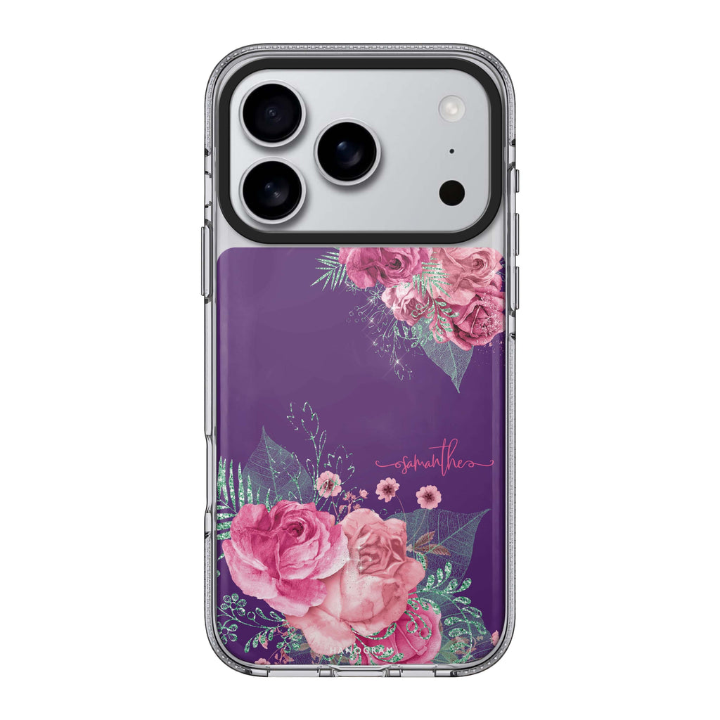 WildRose iPhone 17 Pro Max MagSafe 水晶透明保護殼 花卉圖案設計 可自訂名字 圖1