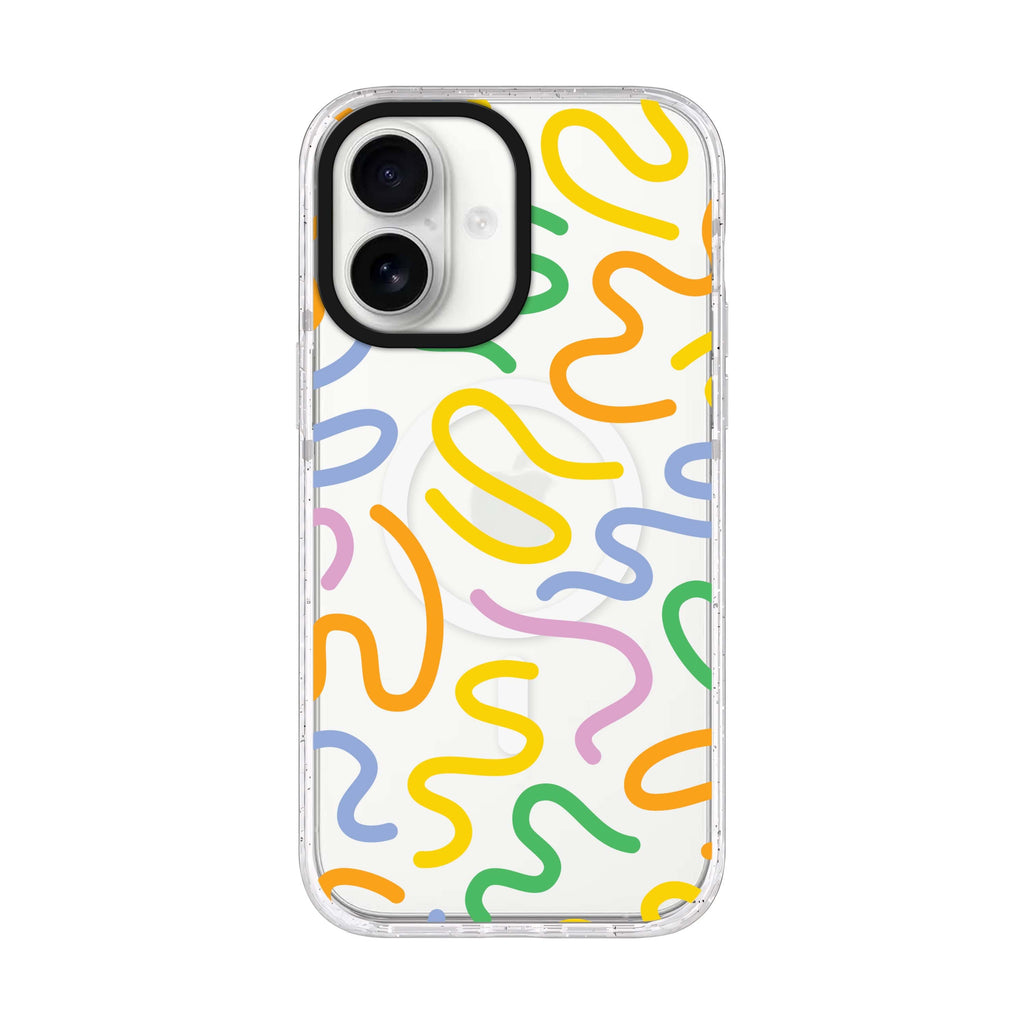 Abstract Doodles iPhone 17 水晶透明保護殼正面展示