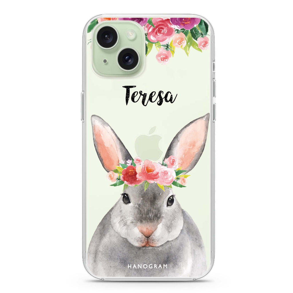 Floral and Bunny iPhone 15 水晶透明保護殼