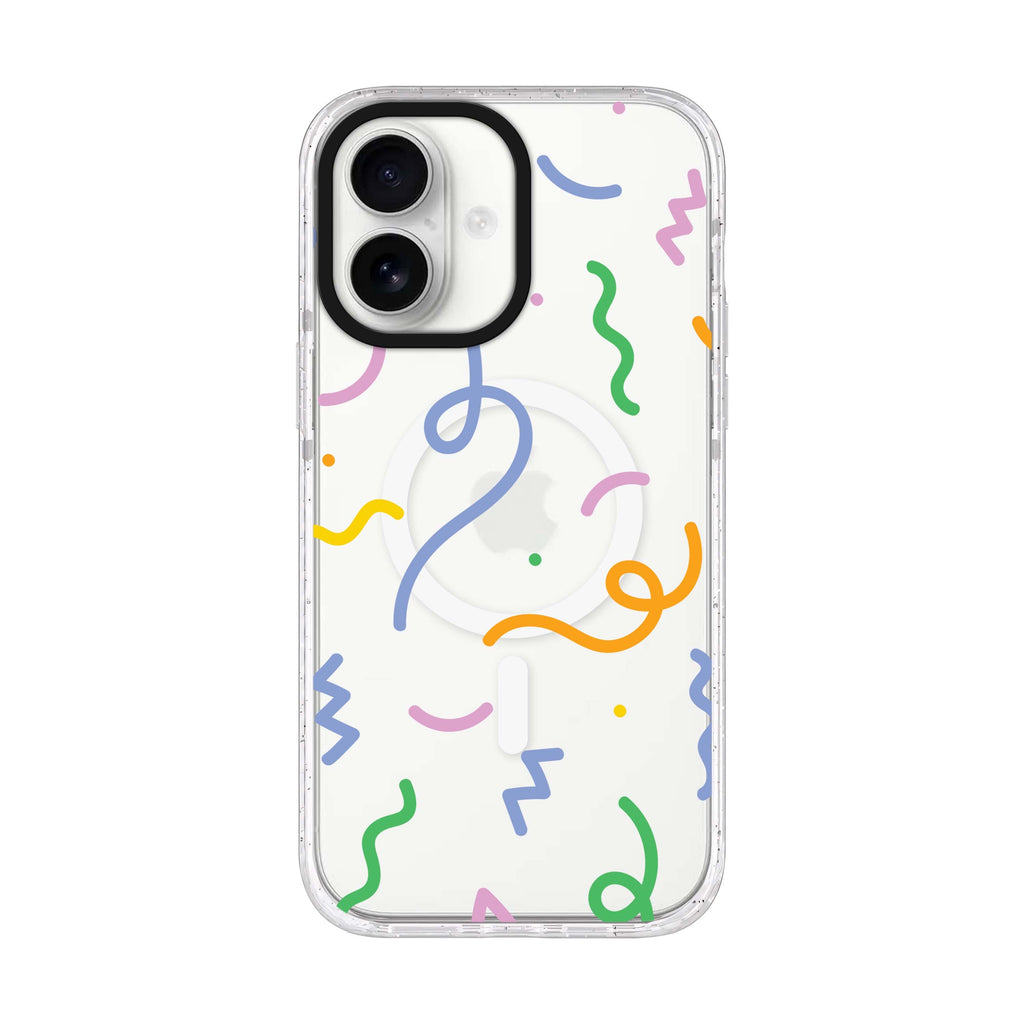 Abstract Doodles iPhone 17 水晶透明保護殼正面展示
