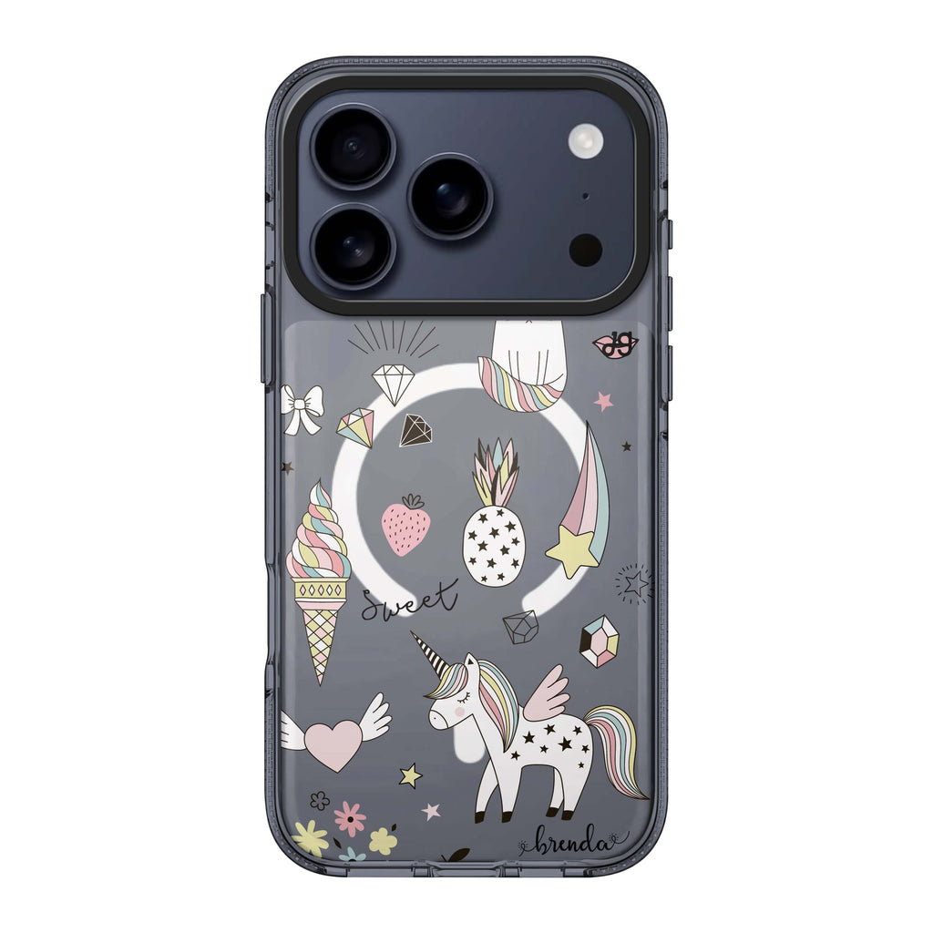 My lovely Cartoon iPhone 17 Pro Max MagSafe 水晶透明保護殼 插畫圖案設計 可自訂名字 圖1