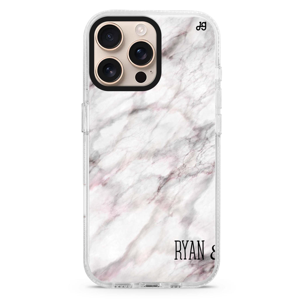 White Marble iPhone 16 Pro & 16 Pro Max Case - Personalized and Stylish Protection