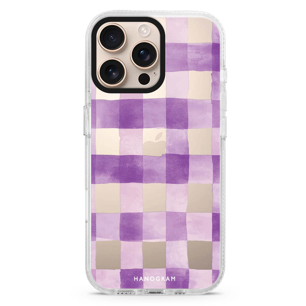 Lavender Checks Magsafe 兼容水晶透明保護殼