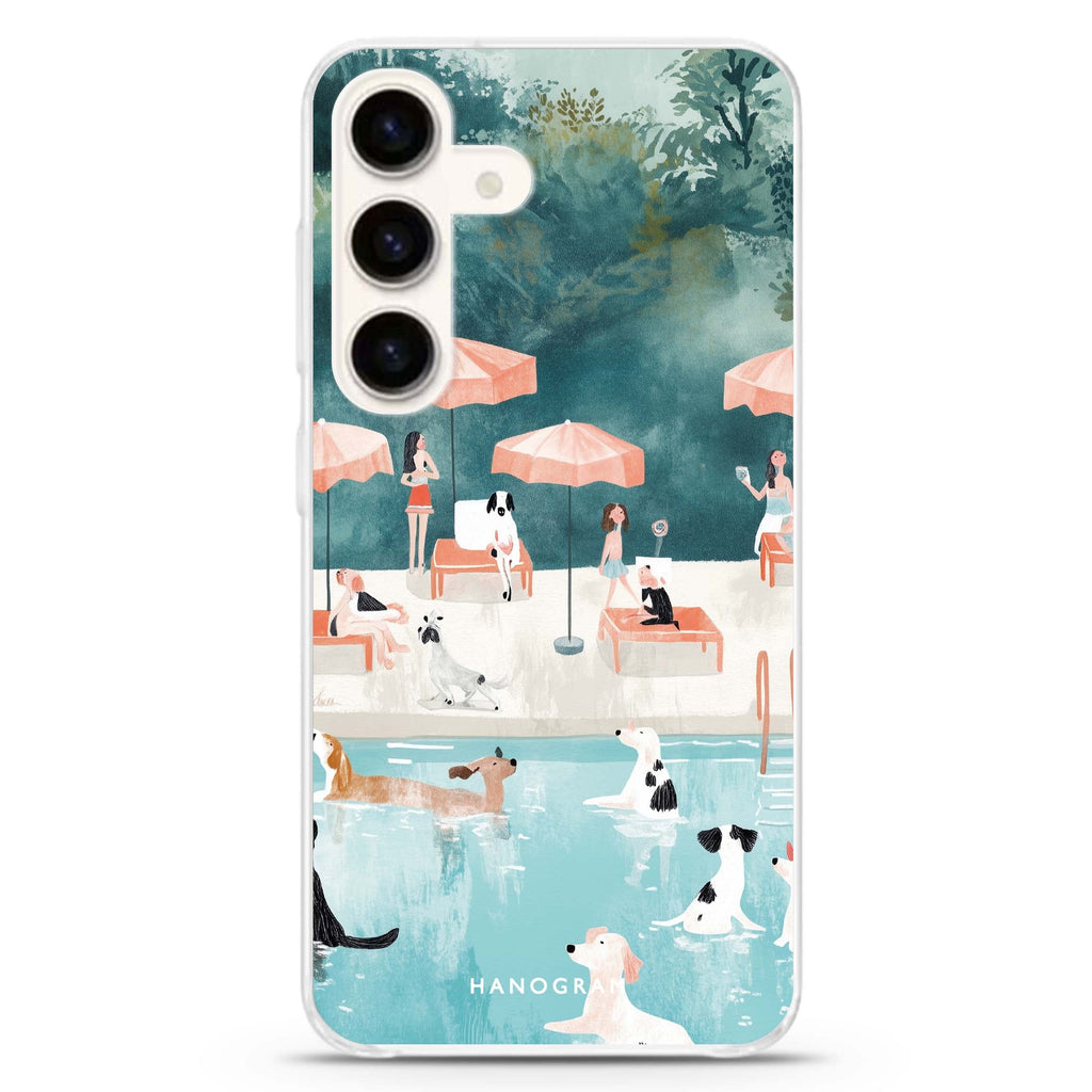 Paws by the Pool Samsung Galaxy S26/S25/S24 水晶透明保護殼正面展示