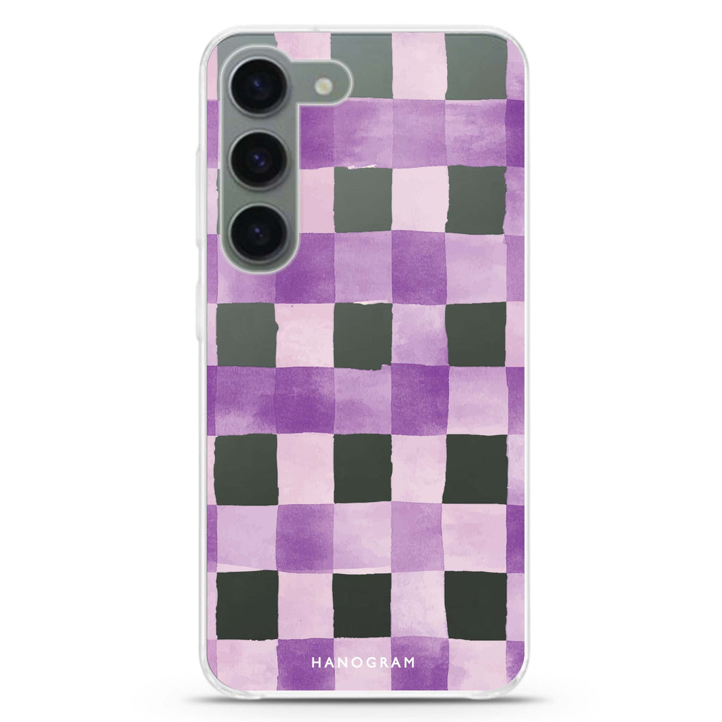 Lavender Checks Samsung Galaxy 水晶透明保護殼
