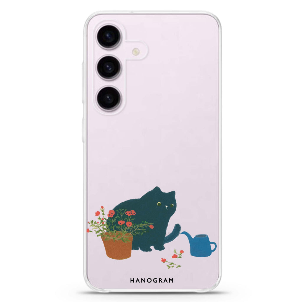 Bloom Keeper Cat Samsung Galaxy S26/S25/S24 水晶透明保護殼正面展示