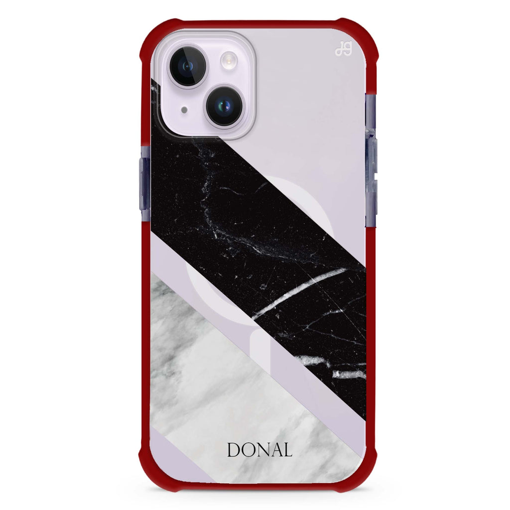 B & W Marble iPhone 15 Plus Magsafe 兼容超強防摔保護殼
