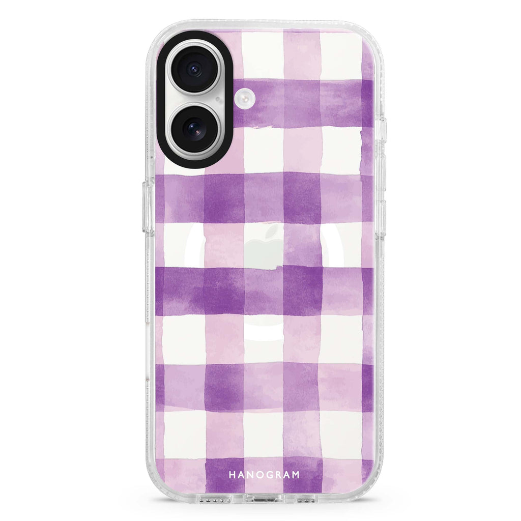 Lavender Checks Magsafe 兼容水晶透明保護殼