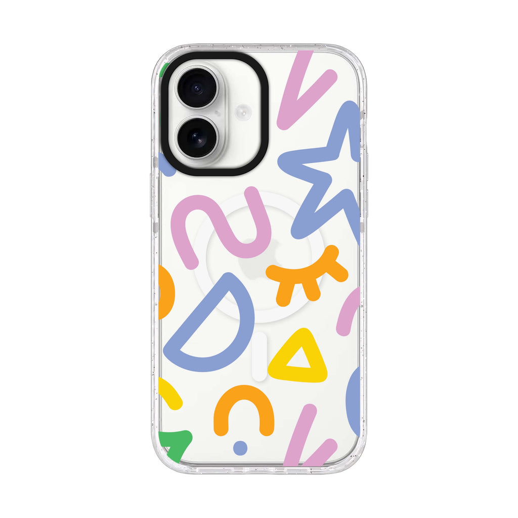 Abstract Doodles iPhone 17 水晶透明保護殼正面展示