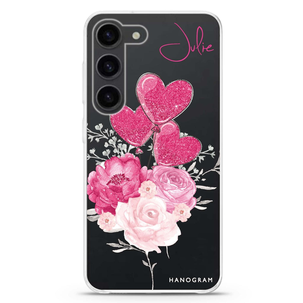 Sweet Heart With Rose Samsung Galaxy 水晶透明保護殼