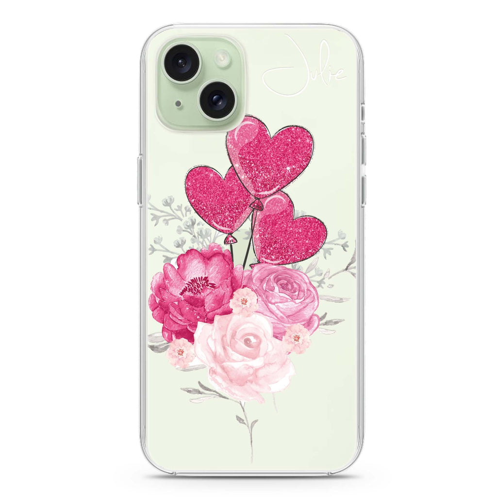 Sweet Heart With Rose iPhone 15 水晶透明保護殼