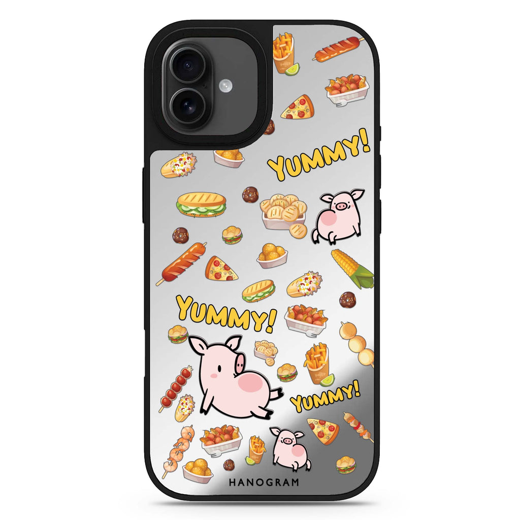 Yummy Piggy iPhone 17 可愛動物鏡面手機殼 主圖設計