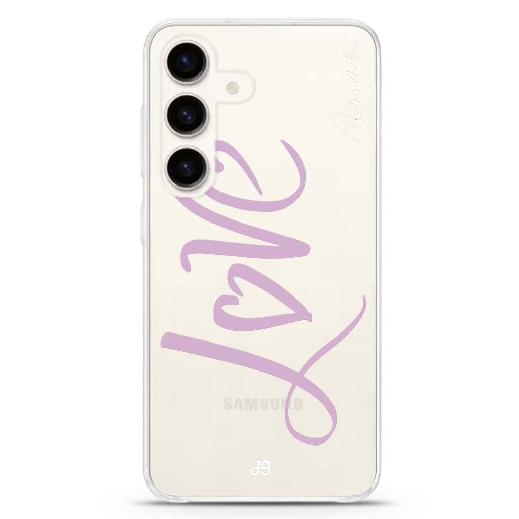 Love & Love Samsung Galaxy S26/S25/S24 可加名字水晶透明保護殼正面展示