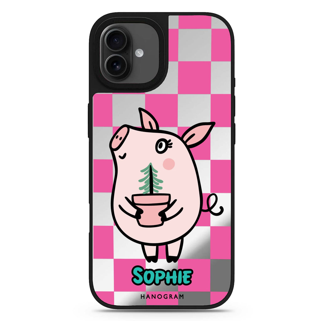 Lovely Pig iPhone 17 可愛動物鏡面手機殼 主圖設計