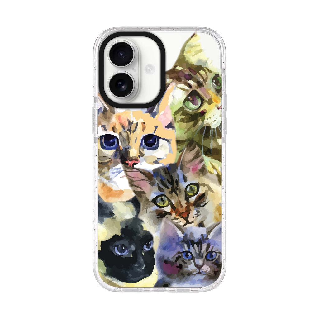 Watercolour Cat iPhone 17 水晶透明保護殼正面展示
