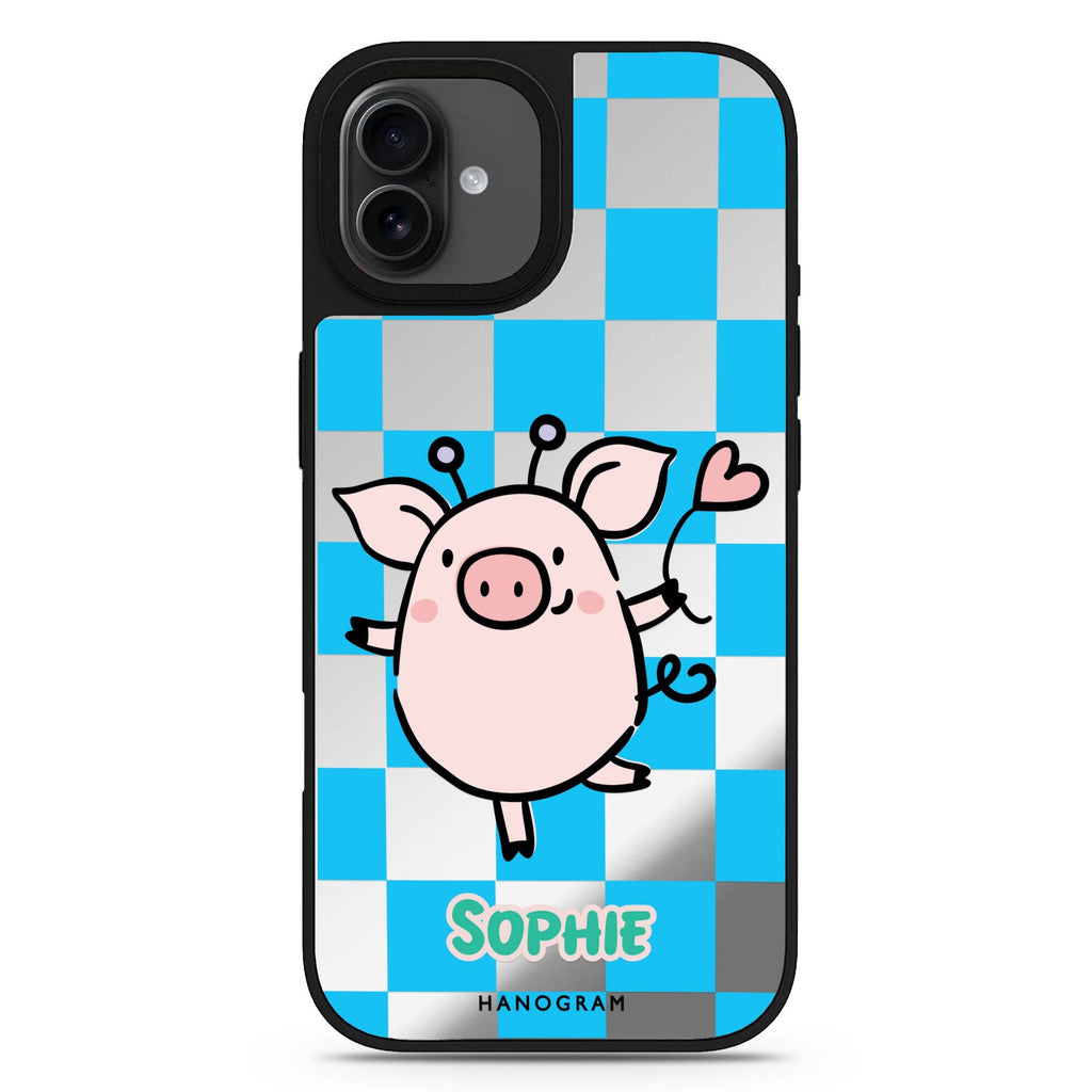 Happy Pig iPhone 17 可愛動物鏡面手機殼 主圖設計