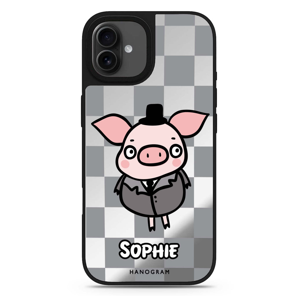Handsome Pig iPhone 17 可愛動物鏡面手機殼 主圖設計