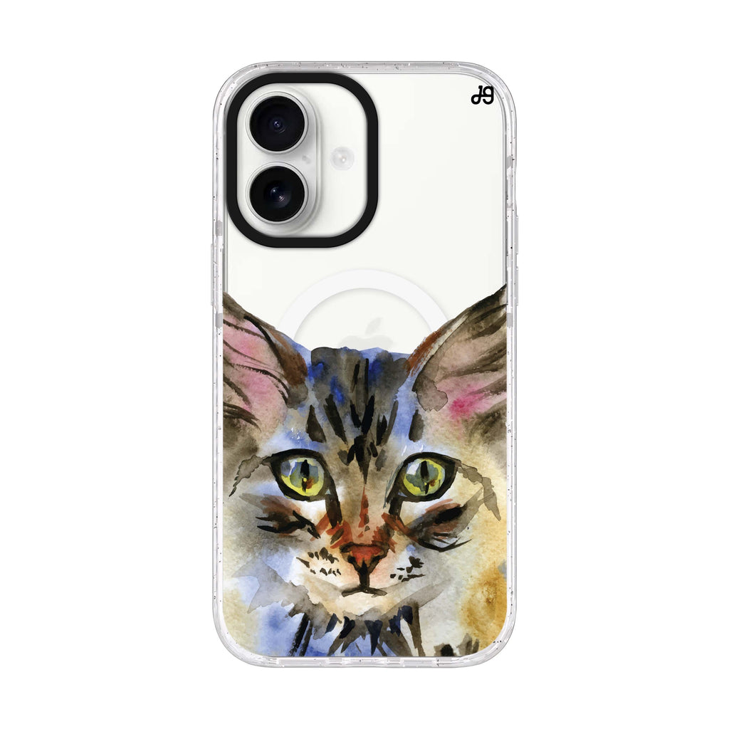 Watercolour Cat iPhone 17 水晶透明保護殼正面展示