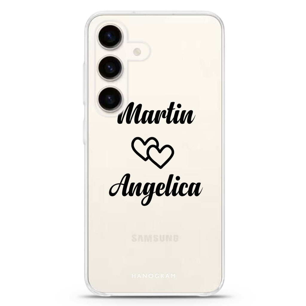 I Love You Samsung Galaxy S26/S25/S24 可加名字水晶透明保護殼正面展示