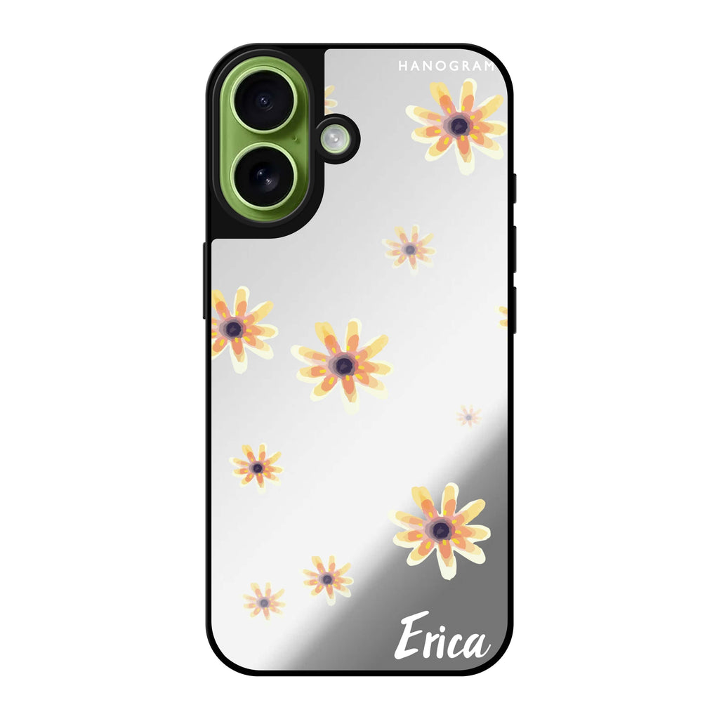 Reflective iPhone 16 Mirror Case –Faceflower Design