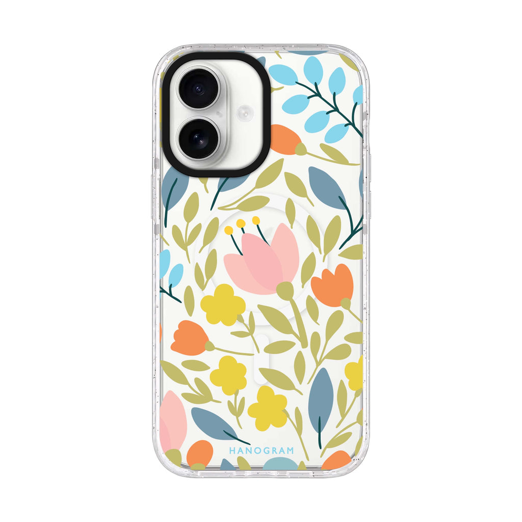 Floral iPhone 17 水晶透明保護殼正面展示
