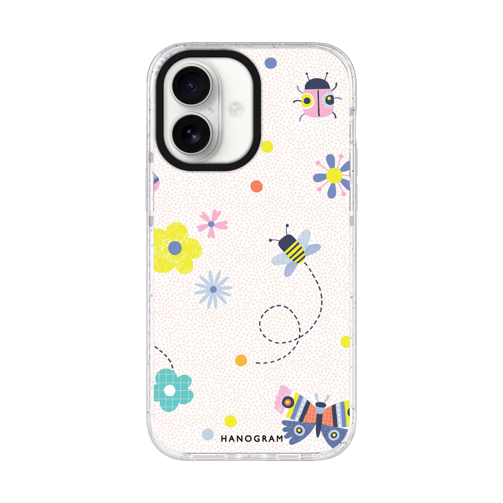 Cute Floral iPhone 17 水晶透明保護殼正面展示