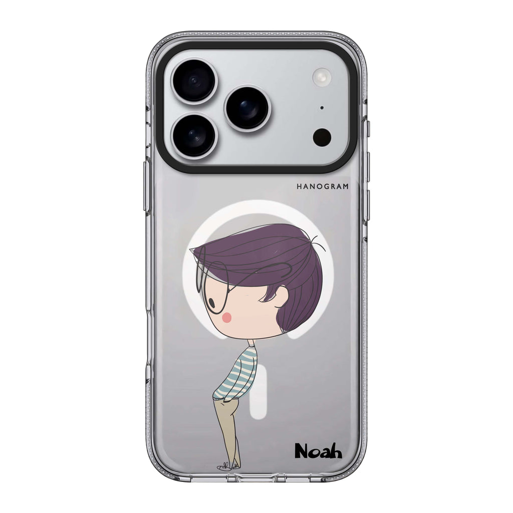 Boy kissing iPhone 17 Pro Max MagSafe 水晶透明保護殼 情人節設計設計 可自訂名字 圖1