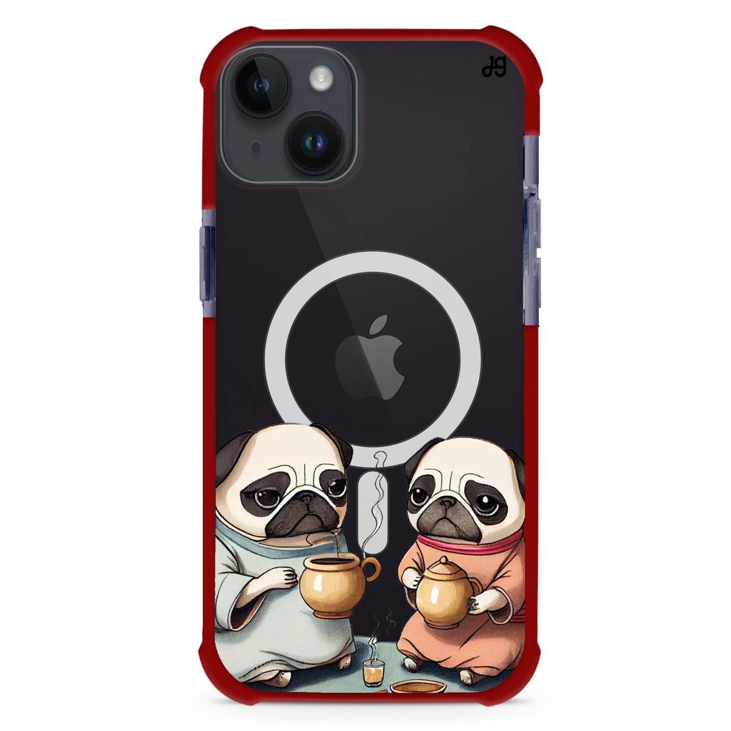 Pug Tea Time iPhone 15 Plus Magsafe 兼容超強防摔保護殼