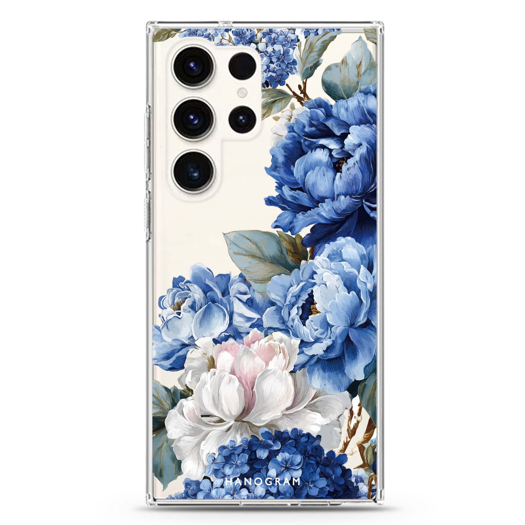 Blue Elegance Samsung Galaxy Ultra 透明保護殼，適用 S26/S25/S24/S23 Ultra，圖1