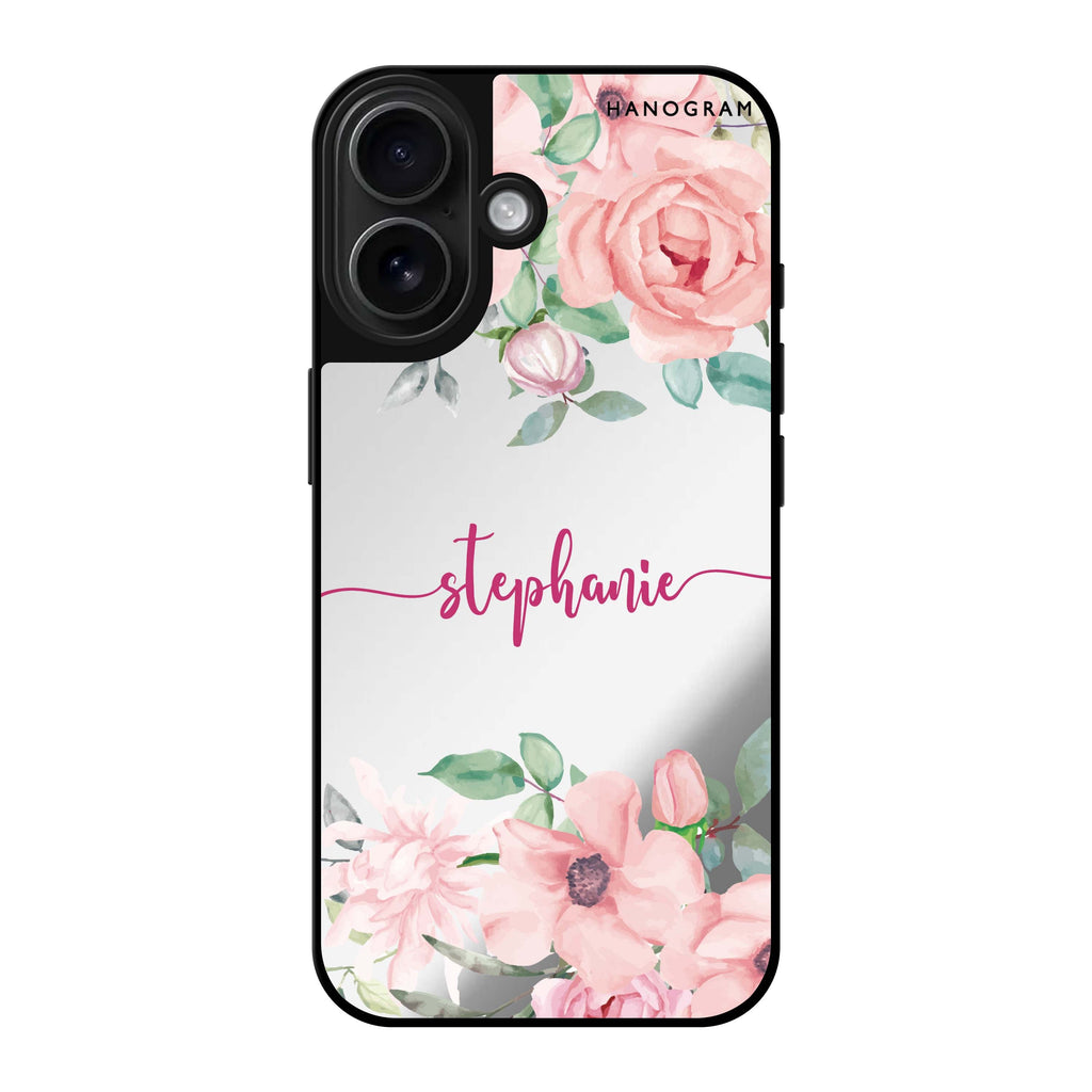 Reflective iPhone 16 Mirror Case –Forever Love Rose Design