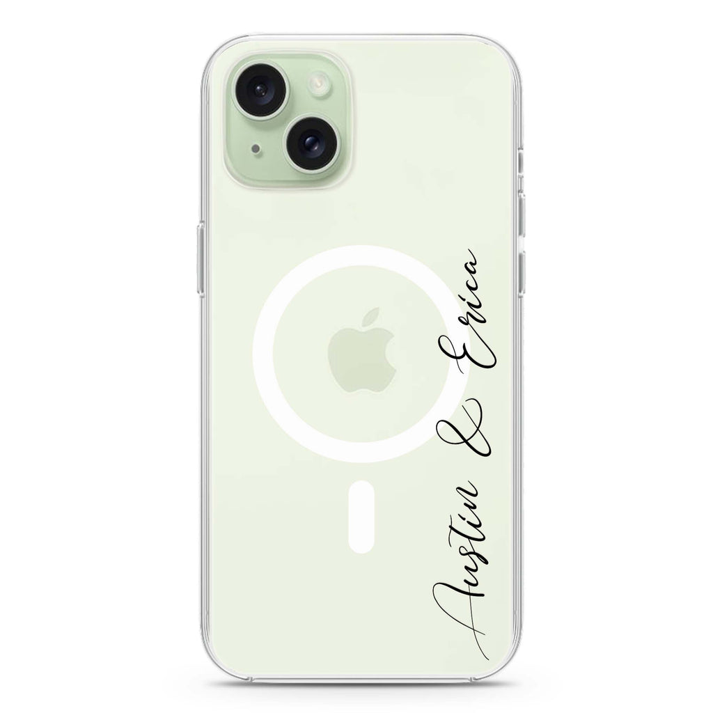 Handwritten You And Me iPhone 15 Magsafe 兼容水晶透明保護殼
