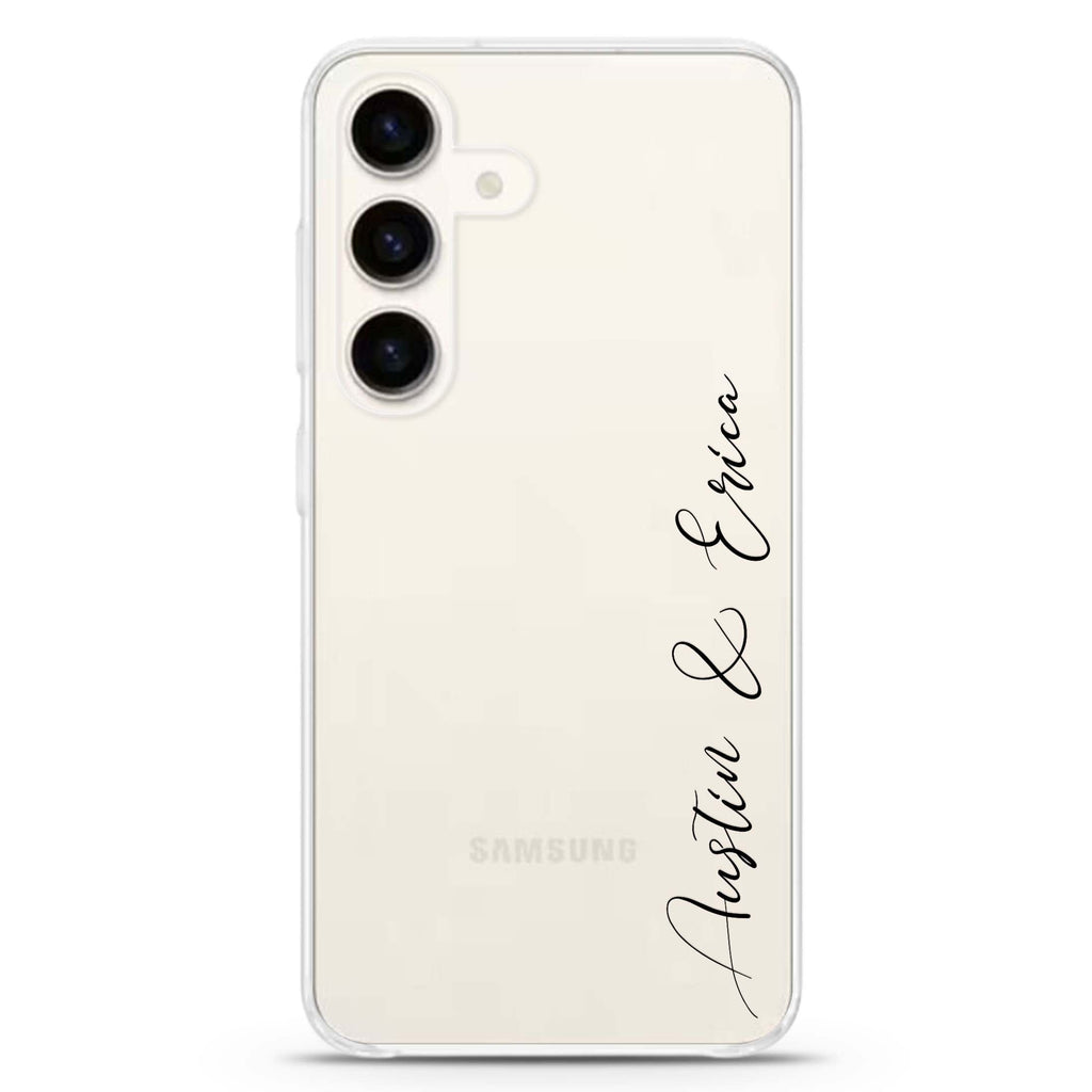 Handwritten You And Me Samsung Galaxy S26/S25/S24 可加名字水晶透明保護殼正面展示