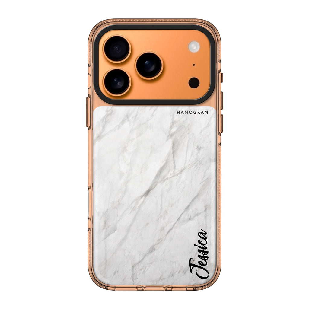 White Marble – Deep Love iPhone 17 Pro Max MagSafe 水晶透明保護殼 情人節設計設計 可自訂名字 圖1