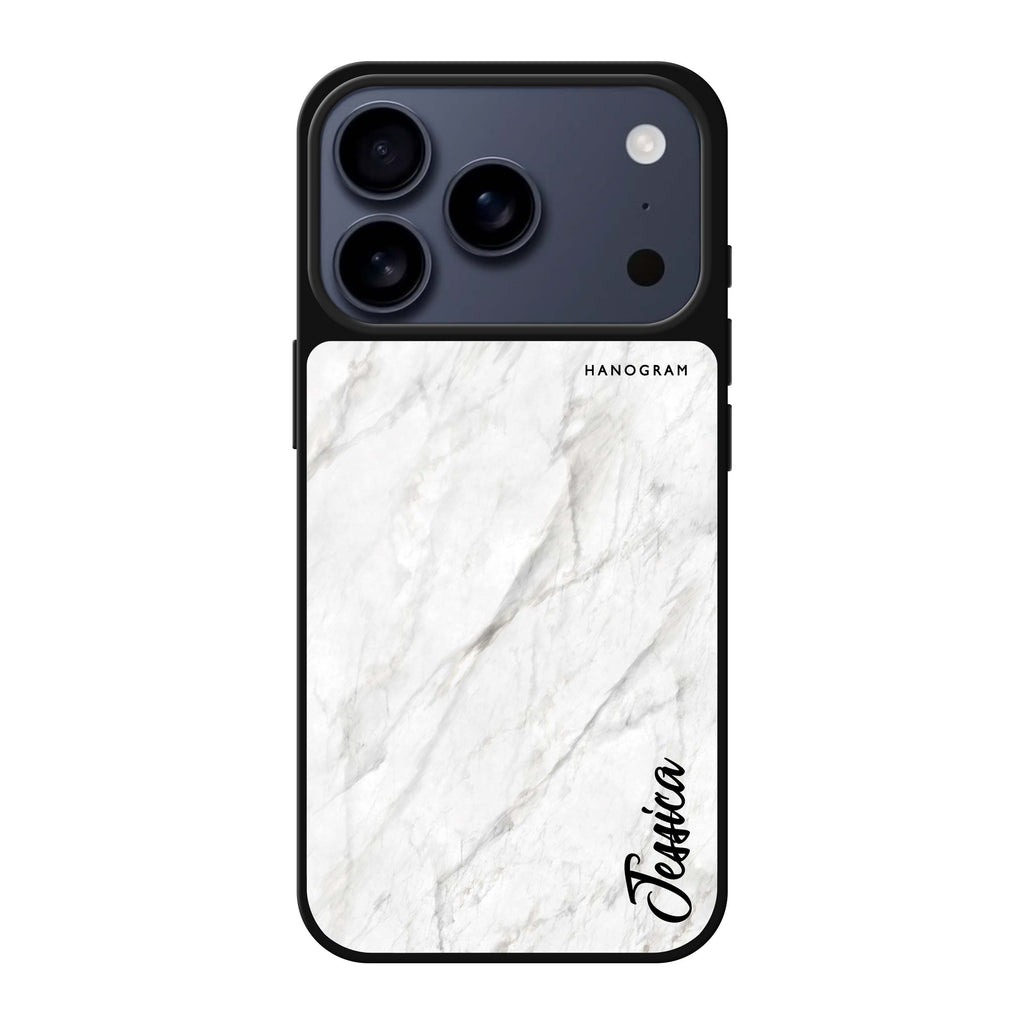 White Marble – Deep Love 白色愛心 iPhone 17 Pro Max 鏡面手機殼主圖