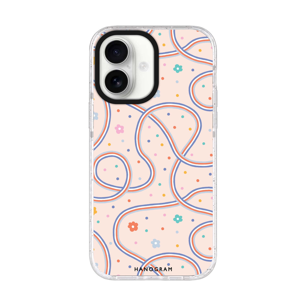 Floral & Line iPhone 17 水晶透明保護殼正面展示