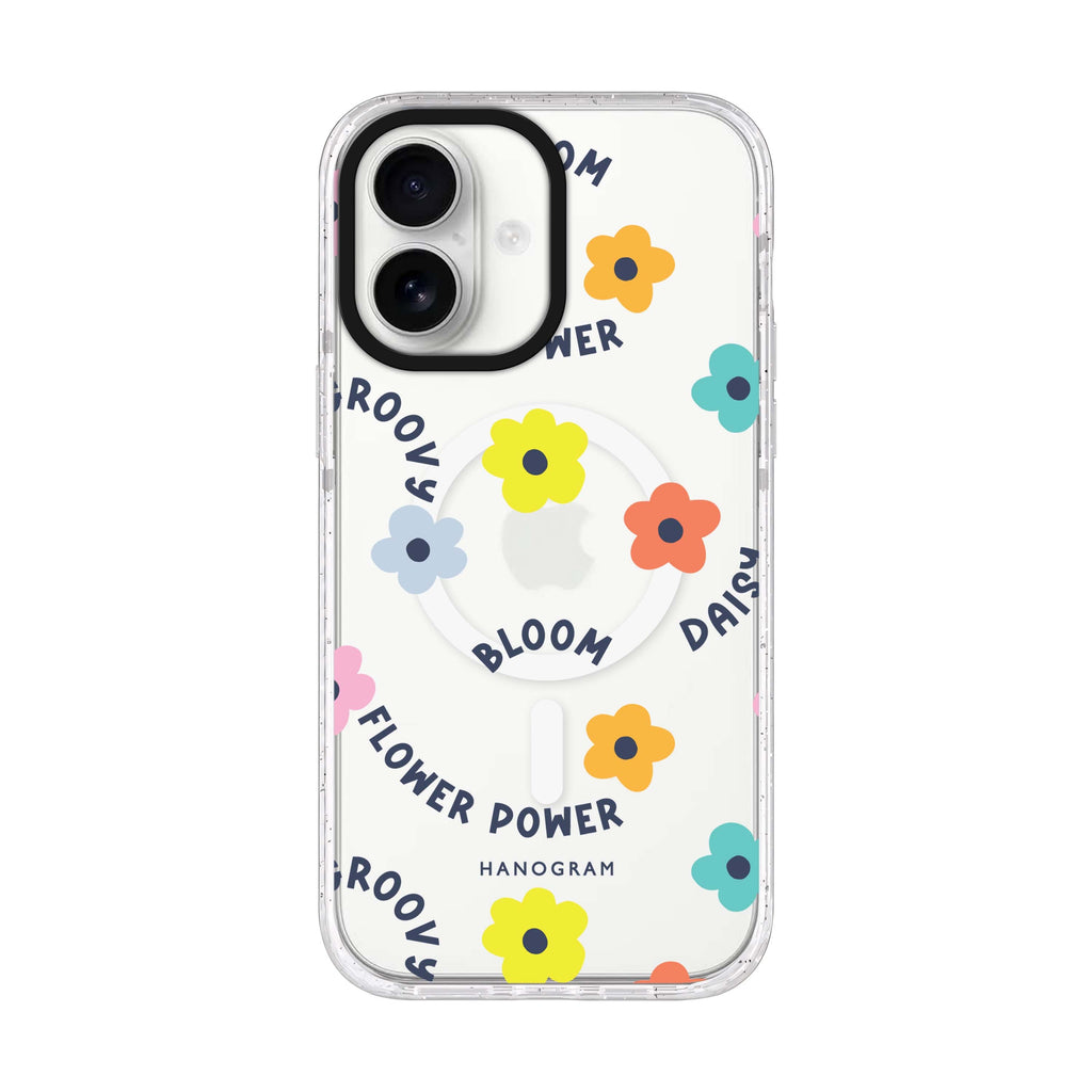 Flower Power iPhone 17 水晶透明保護殼正面展示