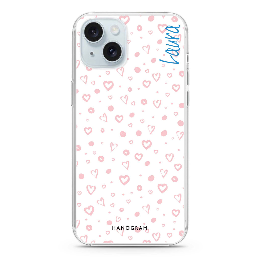 Pinky Hearts iPhone 15 水晶透明保護殼