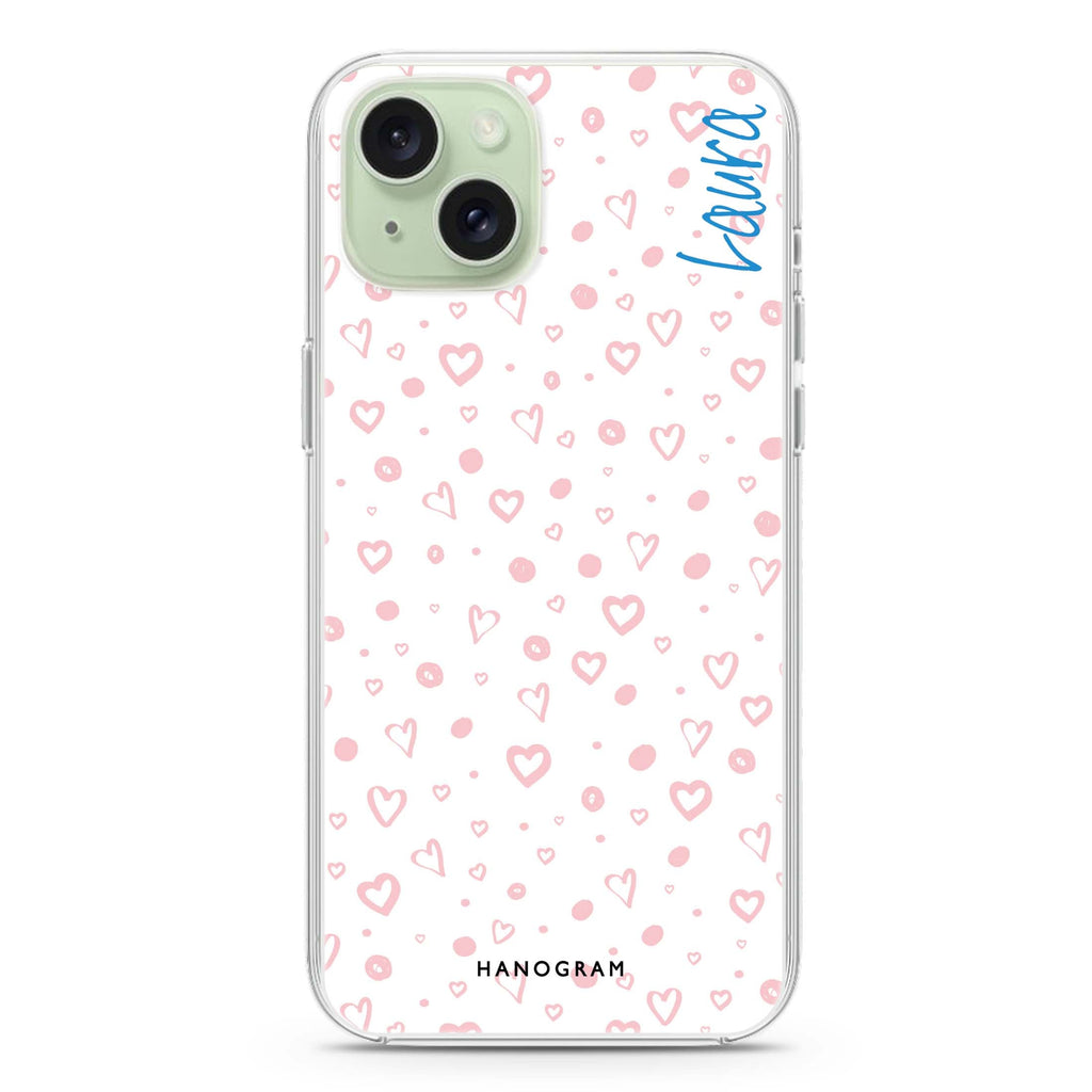 Pinky Hearts iPhone 15 Magsafe 兼容水晶透明保護殼