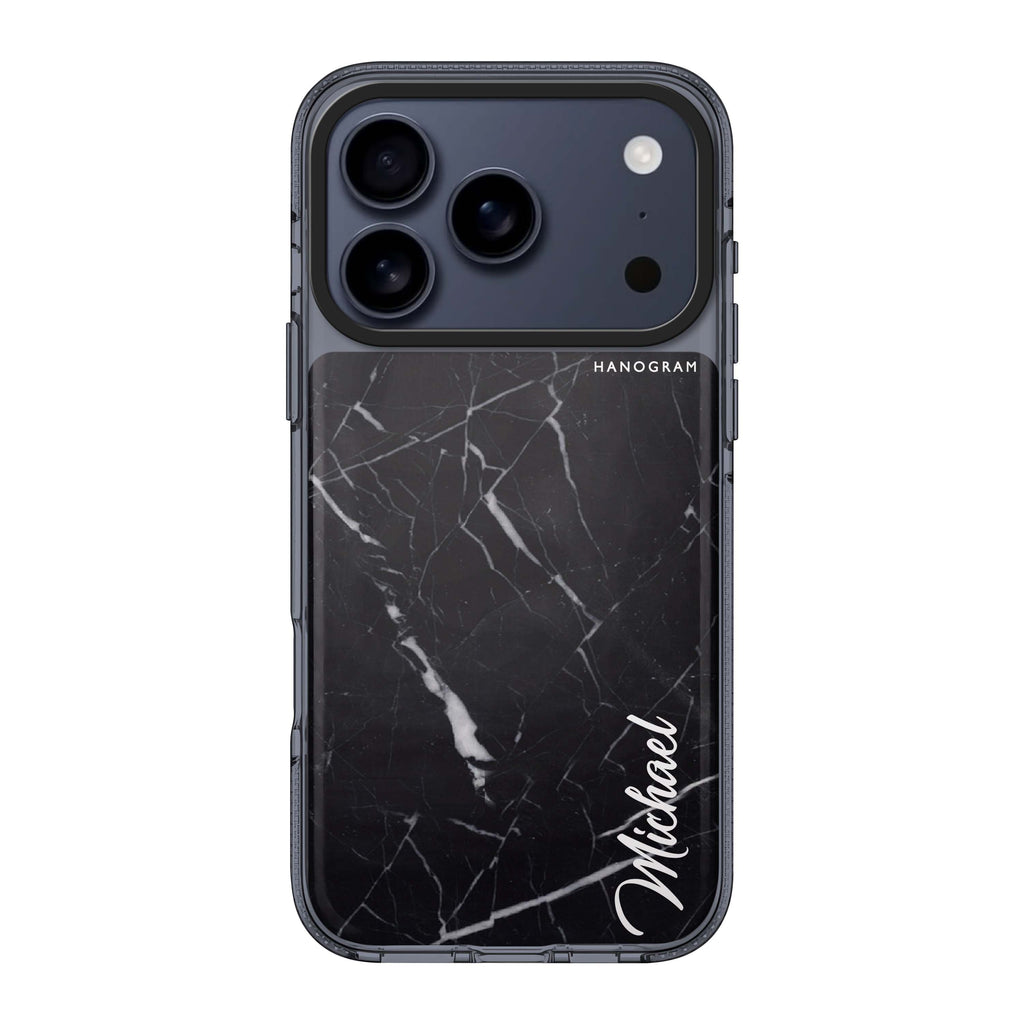 Black Marble – Deep Love iPhone 17 Pro Max MagSafe 水晶透明保護殼 情人節設計設計 可自訂名字 圖1