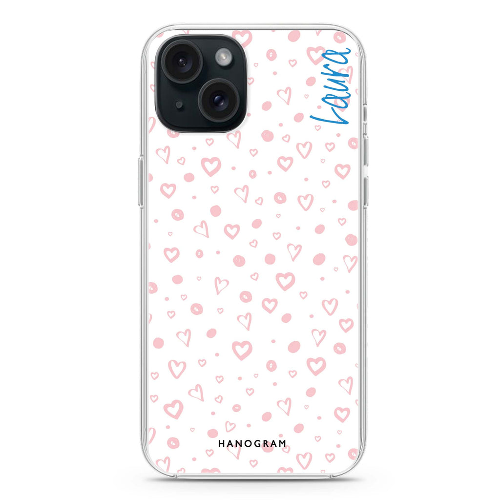 Pinky Hearts iPhone 15 plus 水晶透明保護殼