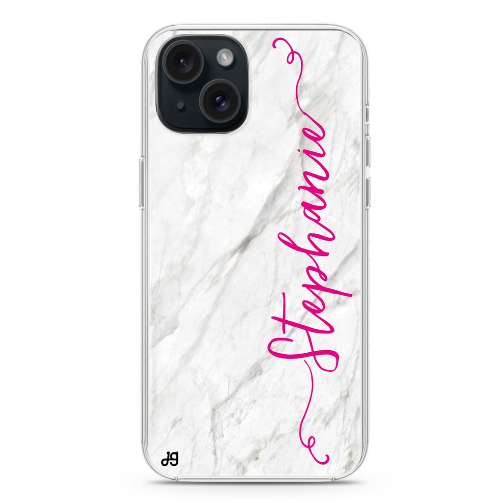 Vertical Cursive & Marble Sleek iPhone 15 plus 水晶透明保護殼