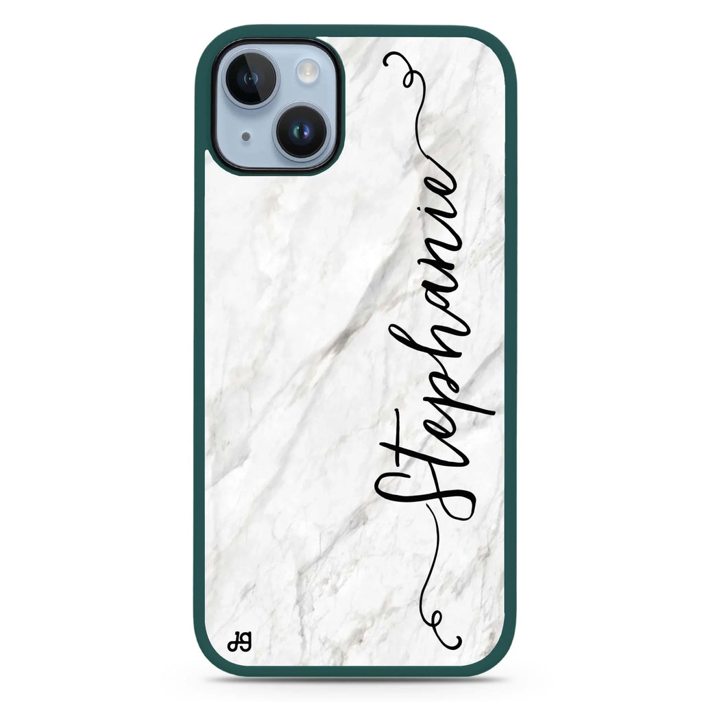 Vertical Cursive & Marble Sleek iPhone 15 Plus 防衝擊保護殼