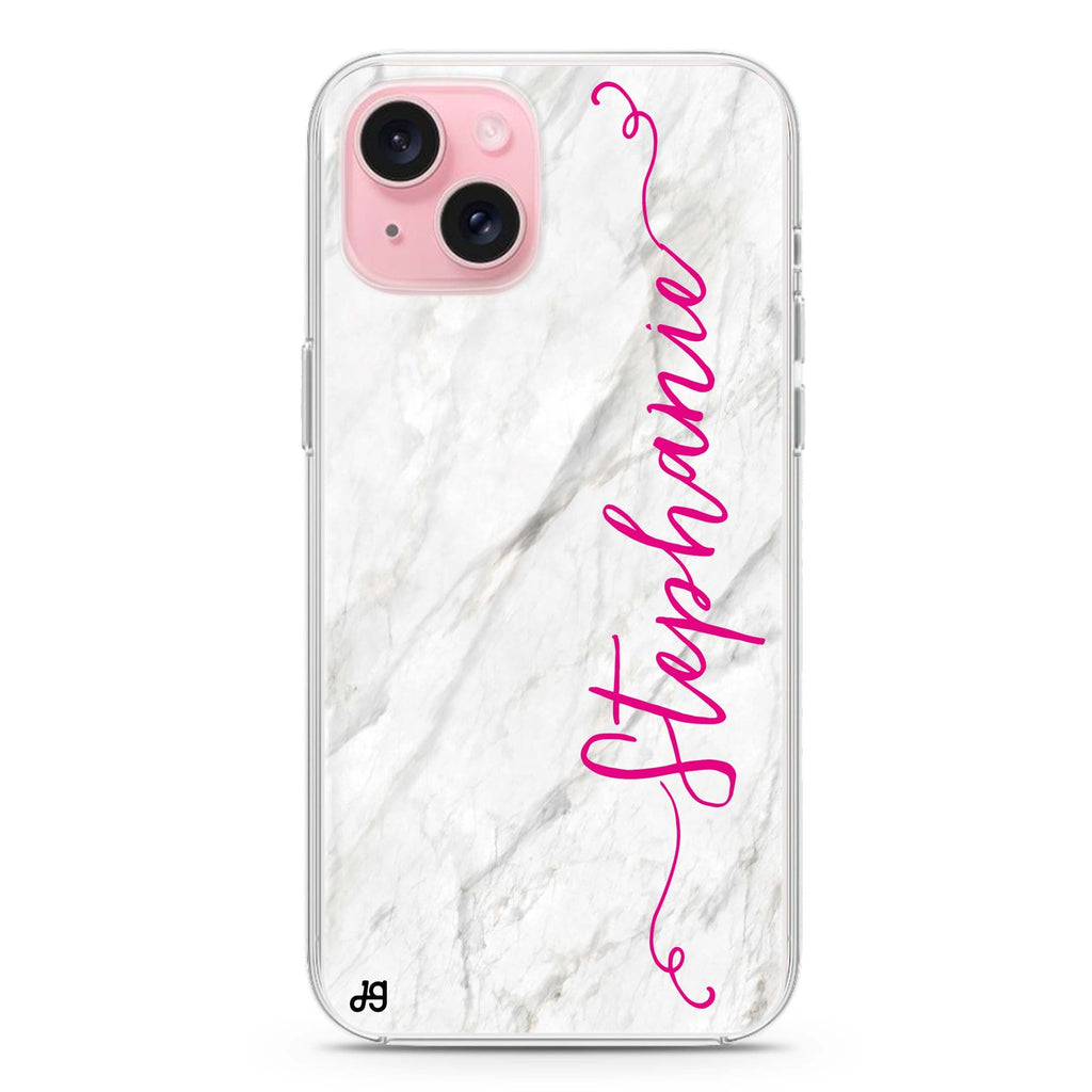Vertical Cursive & Marble Sleek iPhone 15 水晶透明保護殼