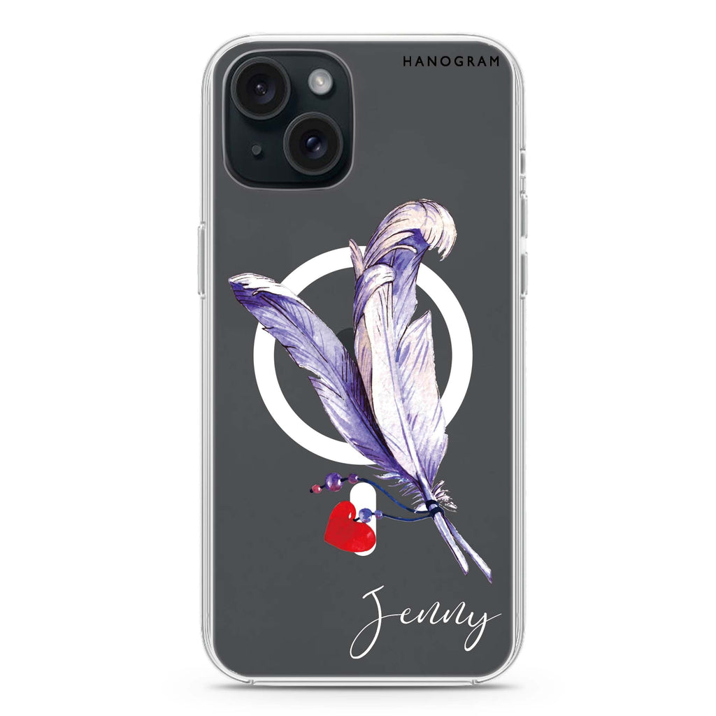 Feather Love iPhone 15 Plus Magsafe 兼容水晶透明保護殼