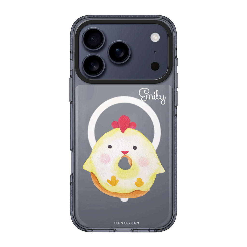 Sweet donut chick iPhone 17 Pro Max MagSafe 水晶透明保護殼 甜甜圈圖案設計 可自訂名字 圖1