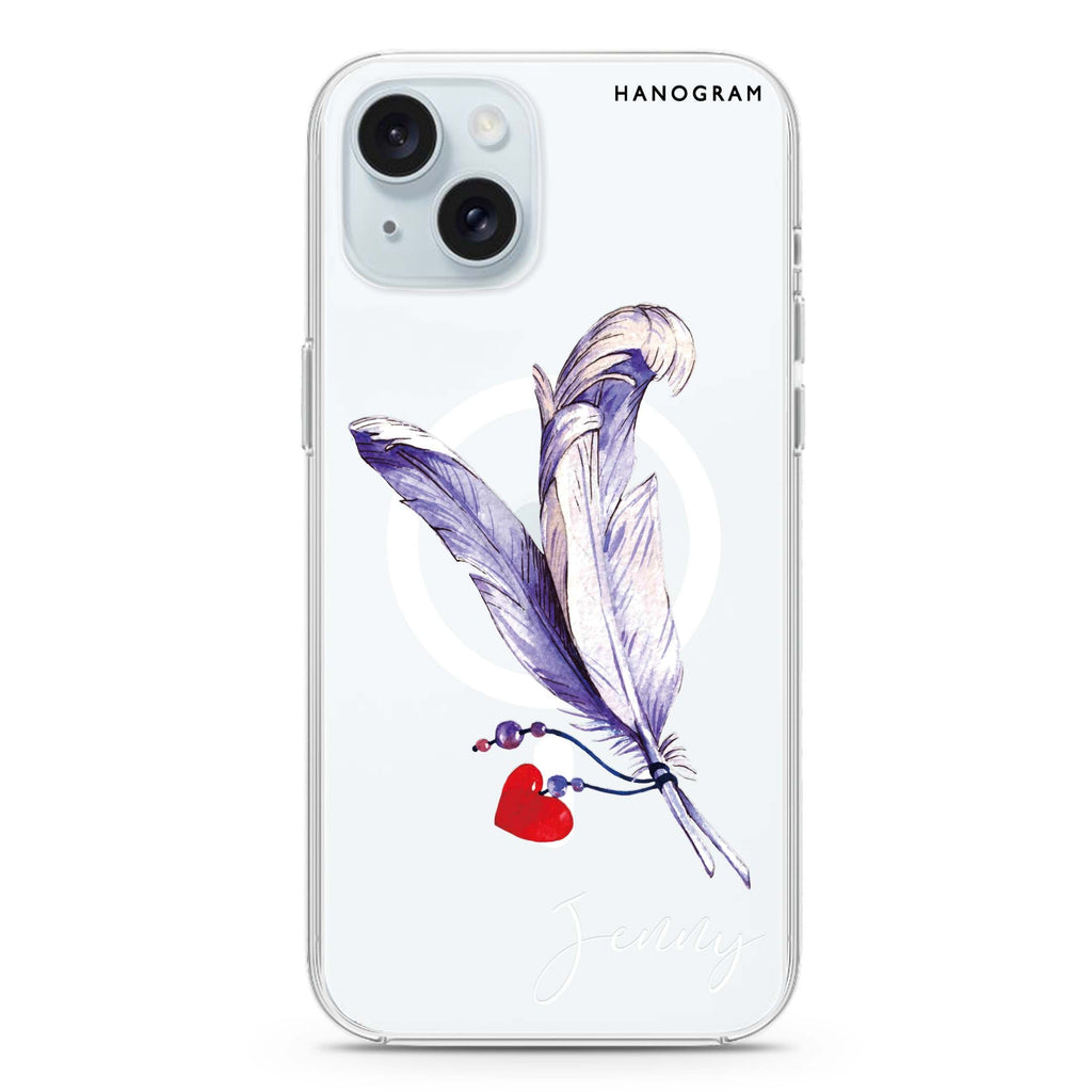 Feather Love iPhone 15 Magsafe 兼容水晶透明保護殼