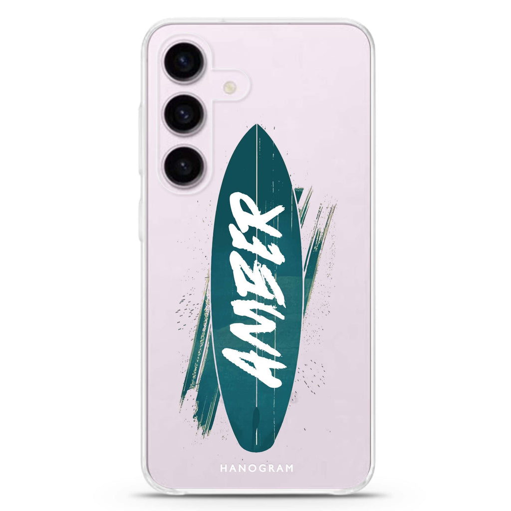Surf's Up Samsung Galaxy S26/S25/S24 可加名字水晶透明保護殼正面展示