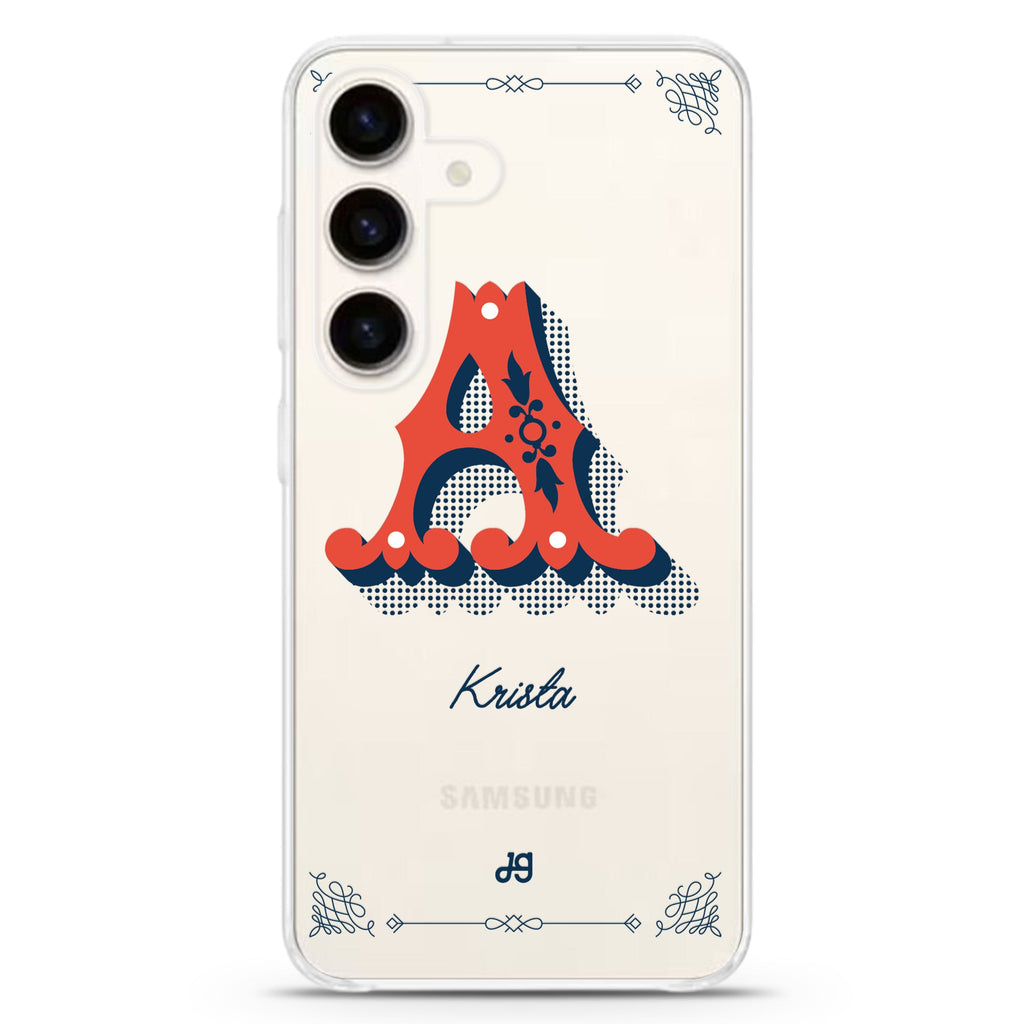 Vintage Ornamental Monogram Samsung Galaxy S26/S25/S24 水晶透明保護殼正面展示