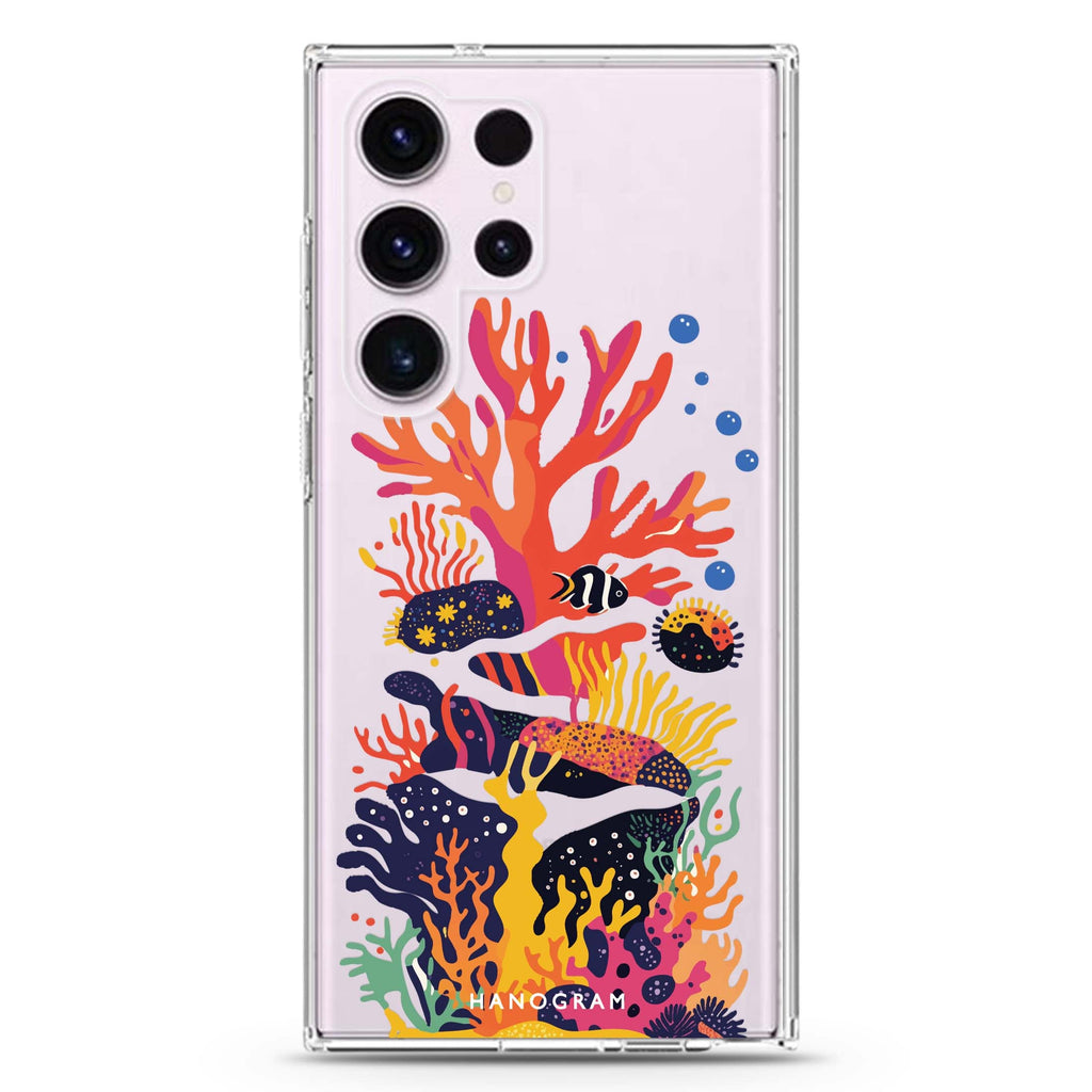 Groovy Reef Samsung Galaxy Ultra 透明保護殼，適用 S26/S25/S24/S23 Ultra，圖1