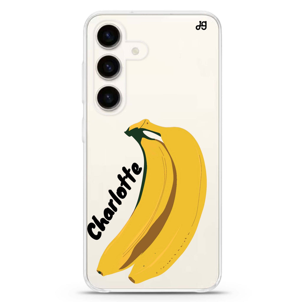 Banana Breeze Samsung Galaxy S26/S25/S24 可加名字水晶透明保護殼正面展示